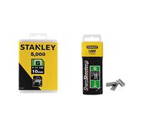 Stanley 1-Tra706-5T Paquet De 5000 Agrafes Industrielles Type G 10 Mm - Inoxydables Et Résistantes & 1-TRA708T Agrafe 12 mm Type G Boîte 1000 pièces