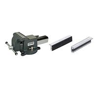 Stanley 183067 MaxSteel Étau 125 Mm Construction Durable En Fonte - Vis Roulée - Base À Fixer Sur L'Établi & BGS 3044 | Mors de protection pour étau | aluminium | largeur 125 mm | 2 pièces