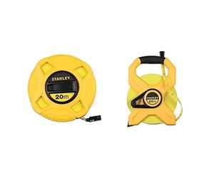 Stanley 2-34-795 Mesure 60 m x 12,7 mm Ruban en fibre de verre & 0-34-296 mètre Ruban 20 m x 12,7 mm en Fibre de Verre 40 Brins - Précision Classe III - Graduation Tous les 2mm