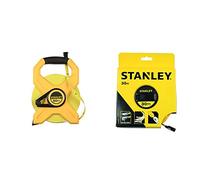 Stanley 2-34-795 Mesure 60 m x 12,7 mm Ruban en fibre de verre - jaune fluo & 0-34-297 Mètre À Ruban Fibre De Verre 30 M Jaune Fluo - Revêtement Pvc - Anti-Corrosion - Anti-UV Et Non Conducteur