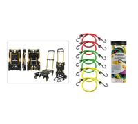 Stanley 2-en-1 Chariot de Transport et Diable Pliant - XWTD-FT585 - Capacité de Charge jusqu'à 137KG & Master Lock 3040EURDAT Tendeurs avec Crochets [2 * 60 cm + 2 * 80 cm + 2 * 100 cm]