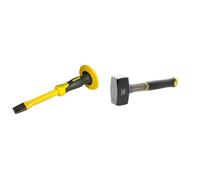 Stanley 4-18-332 Ciseau Plat 30,5 cm - Gamme Fatmax - - Acier Chrome Vanadium - Tète Parabolique- Poignée Bi matière pour Plus de Confort - Protège main & STHT0-54127 Massette, Gris
