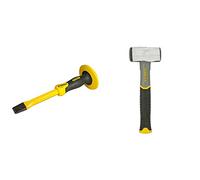 Stanley 4-18-332 Ciseau Plat 30,5 cm - Gamme Fatmax - - Acier Chrome Vanadium - Tète Parabolique- Poignée Bi matière pour Plus de Confort & STHT0-54126 Massette, Jaune/Noir