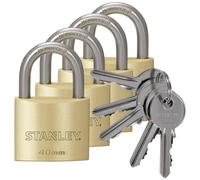 Stanley 81103371404 Cadenas laiton 40 mm 4 pièces Anse Standard Or