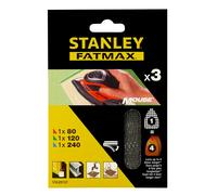 STANLEY Assortiment de 3 abrasifs maille auto-aggripants grains 80, 120 et 240 STA39137-XJ