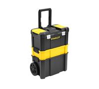 STANLEY Atelier mobile Essential, loquets métalliques, STST1-80151 | Bac extra large, plateau portable, boîte à outils moyenne, 2 compartiments au couvercle, loquets antirouille