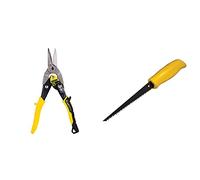 Stanley Aviation Snips - Coupe Droite & 0-15-556 Scie À Guichet Spéciale Panneaux De Plâtre Poignée Synthétique 150 Mm - Anti-Corrosion - Pointe Effilée - Poignée Souple Pour Plus De Confort