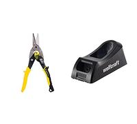 Stanley Aviation Snips - Coupe Droite (2-14-563) & Wolfcraft 4013000 Rabot-bloc Plaquiste Râpe150 x 57 mm noir