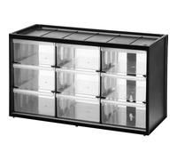 STANLEY Bac de rangement multi-usages avec 9 grands tiroirs, 1-93-978 | Accrochable au mur, cadre en résine durable, empilable pour un système modulaire, tiroirs résistants aux chocs
