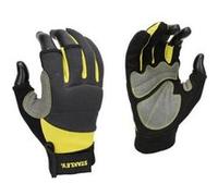 Stanley Gants de travail SY650-3 3 doigts – Protection articulations – Noir/Jaune Taille unique