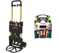 Stanley CHARIOT PLIABLE 2 EN 1, NOIR/JAUNE, Ajustable & Master Lock 3043EURDAT Tendeurs avec Crochets [Pack de 10 Elastiques] [2 * 25 cm + 2 * 45 cm + 2 * 60 cm + 2 * 80 cm + 2 * 100 cm]