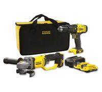 Stanley COMBO KIT V20 Li-Ion 18V : Marteau perforateur SFMCD711 + Mini meuleuse SFMCG400 avec 2 batteries Li-Ion 2Ah et sac de transport
