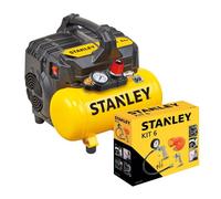 Stanley Compresseur 8 Bar 6L DST 100/8/6 avec Kit Outils Pneumatiques 6 Pièces - Compresseur avec Gonfleur, Soufflette et Tuyau 5 m - Sans Huile