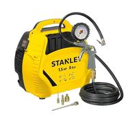 Stanley Compresseur 8 bar avec outils – Tuyau 3 m, pistolet manomètre, 3 buses – Jaune