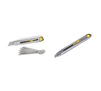 Stanley Couteau 7-10-018 "Interlock Snap Off avec 5 lames en carbure, gris/jaune, 18 mm & 9MM Snap Off Blade Knife 0 10 095