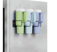 Stanley Cup Support noir - Porte-bouteilles magnétique pour 3 gobelets avec crochets, organiseur pour réfrigérateur et mur, porte-accessoires en acier inoxydable pour gobelets Stanley de 40 oz