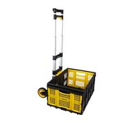 Stanley Diable Pliable et Caisse Pliante FT501/FT505 - Chariot de Transport 70 kg - Caisse Pliante 25 kg - Shopping, Manipulation et déménagement - Noir/Jaune