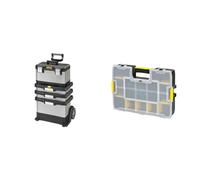 Stanley Fatmax 1-95-622 Servante d'Atelier Sur Roulettes métal/Plastique - Gamme Fatmax & Stanley 1-94-745 Organiseur Sort master 17 Compartiments - 8 Intercalaire mobile
