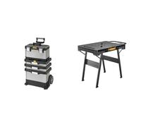 Stanley Fatmax 1-95-622 Servante d'Atelier Sur Roulettes métal/Plastique - Gamme Fatmax & Stanley Établi pliable FatMax, chargeable jusqu'à 455 kg, avec pieds en métal