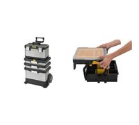 Stanley Fatmax 1-95-622 Servante d'Atelier Sur Roulettes métal/Plastique - Gamme Fatmax & Stanley STST1-75540 Boîte à Compartiments Sortlevel 23 Compartiemnts - Profondeur 79mm