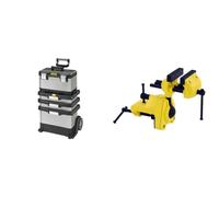 Stanley Fatmax 1-95-622 Servante d'Atelier Sur Roulettes métal/Plastique & Stanley 1-83-069 etau d'Établi Sur Rotule - Ecartement 75 mm - Puissance de Serrage 25 kg - Corps en Fonte - mâchoire