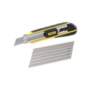 Stanley 0-10-481 Cutter Gamme Fatmax - Largeur de Lame 18mm - Blocage et Rechargement Automatique des Lames - Chariot en Acier Inoxydable -Fourni avec 6 Lames