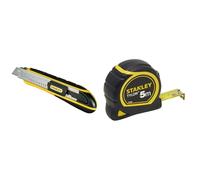 STANLEY FATMAX Cutter à Cartouche - Chariot en Acier Inoxydable, 6 Lames 18 mm Incluses, Robuste & Stanley 0-30-697 mesure Tylon 5m x 19mm - Boitier Ergonomique Bi matière - Ruban en Acier Laqué