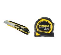 STANLEY FATMAX Cutter à Cartouche - Chariot en Acier Inoxydable, 6 Lames 18 mm Incluses & STANLEY Mesure 3 m x 13 mm Bi-Matière Tylon - Métre à Ruban Léger, Compact et Ergonomique