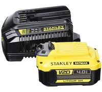 STANLEY FATMAX Kit de Démarrage Batterie 18V V20, pour Entrer dans le Système de Batterie STANLEY FATMAX V20, avec x1 Chargeur Rapide (Prise EU) et x1 Batterie Li-ion 4.0 Ah, SFMCB14M1-QW