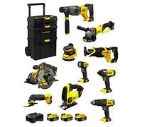 STANLEY FatMax Kit SVK1001 (SFMCH900 + SFMCG400 + SFMCD711 + SFMCF800 + SFMCS500 + SFMCS600 + SFMCW220 + SFMCS300 + SFMCE500 + SFMCL020 + 3 Batteries de 4,0 Ah + Chargeur + Caddy 3en1)