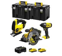 STANLEY FatMax Kit SVK304 (Scie Sauteuse SFMCS600 + Scie Circulaire SFMCS500 + Visseuse à Chocs SFMCF800 + 2 Batteries de 2,0 Ah + Chargeur + TSTAK VI)