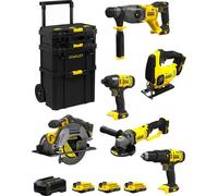STANLEY FatMax Kit SVK600 (SFMCH900 + SFMCG400 + SFMCD711 + SFMCF800 + SFMCS500 + SFMCS600 + 3 x 2.0Ah + Ladegerät + Caddy 3in1)