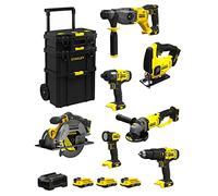 STANLEY FatMax Kit SVK700 (SFMCH900 + SFMCG400 + SFMCD711 + SFMCF800 + SFMCS500 + SFMCS600 + SFMCL020 + 3 Batteries de 2,0 Ah + Chargeur + Caddy 3en1)