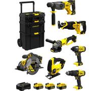 STANLEY FatMax Kit SVK703 (SFMCH900 + SFMCG400 + SFMCD711 + SFMCF800 + SFMCS500 + SFMCS600 + SFMCS300 +3x4,0Ah+Ladegerät +Caddy)