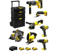 STANLEY FatMax Kit SVK708 (SFMCH900 + SFMCG400 + SFMCD711 + SFMCF800 + SFMCS500 + SFMCS600 + SFMCE500 +3x2,0Ah+Ladegerät +Caddy)