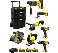 STANLEY FatMax Kit SVK709 (SFMCH900 + SFMCG400 + SFMCD711 + SFMCF800 + SFMCS500 + SFMCS600 + SFMCE500 +3x4,0Ah+Ladegerät +Caddy)
