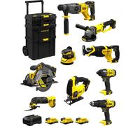 STANLEY FatMax Kit SVK900 (SFMCH900+SFMCG400+SFMCD711+SFMCF800+SFMCS500+SFMCS600+SFMCW220+SFMCS300+SFMCE500+ 3 x 2.0Ah + Caddy)