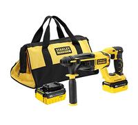 STANLEY FATMAX Marteau à Percussion SDS-Plus 18 V BRUSHLESS avec 2 Batteries de 4 Ah + 1 Sac 1,5J Vitesse 0-2,200 tr/min 5.775 ipm Robuste et Ergonomique FMCD900M2S-QW