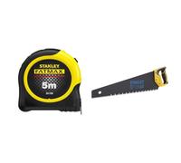STANLEY FATMAX Mètre à Ruban 5 M - Revêtement Blade Armor - Ruban Ultra Épais - Plus Résistant & Stanley 2-20-149 Scie Égoïne JetCut 7dents/Pouce - Fabriquée en France - Traitement Blade Armor
