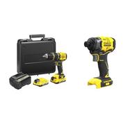 Stanley FATMAX Perceuse à Percussion sans Fil 18V Lithium Ion 80 Nm Moteur Brushless 35 700 cps/mn & FATMAX Visseuse à Impacts Sans Fil 18V Lithium Ion Moteur Brushless 170 Nm 3500 cps/mn