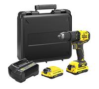 Stanley FATMAX Perceuse Visseuse Sans Fil 18V Lithium Ion 55 Nm Moteur 2 vitesses jusqu’à 1900 trs/min Avec 1 Mallette 2 Batteries 2 Ah 1 Chargeur Gamme FATMAX V20 SFMCD710D2K-QW, Jaune, Noir