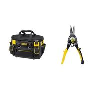 STANLEY FATMAX Sac à Outils Semi-Rigide - Structure Volumineuse & FATMAX Cisaille Aviation Tête Droite Acier Forgé Chromé Double Action de Pivot pour Plus de Puissance Poignées