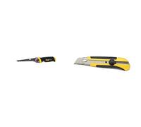 STANLEY FATMAX Scie pour Usage Général - Découpe du Plâtre - 8 Dents/Pouce - Denture Triple Biseaux - 3 Angles de Blocage & 0-10-425 Cutter 25 mm Bi-matière Dynagrip - Blocage de La Lame