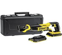 Stanley FATMAX Scie Sabre Sans Fil 18V Lithium Ion 3000 cps/mn Changement De Lame Sans Outils Semelle Pivotante Design Compact Avec 1 Malette 2 Batteries 18V 2Ah 1 Chargeur FMC675D2-QW