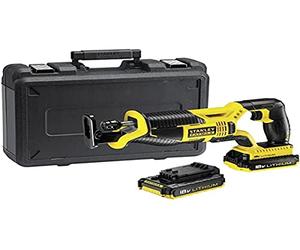 Stanley FATMAX Scie Sabre Sans Fil 18V Lithium Ion 3000 cps/mn Changement De Lame Sans Outils Semelle Pivotante Design Compact Avec 1 Malette 2 Batteries 18V 2Ah 1 Chargeur FMC675D2-QW