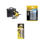 Stanley FATMAX Scie Sauteuse Filaire 710W 1 Coffret de Transport FME340K-QS + 5 Lames en T pour Scie Sauteuse + 2 Lames HCS Longue Durée