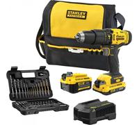 STANLEY FATMAX SFMCD711DMA-QW - Perceuse-visseuse de Impact V20, 18V, 2 vitesses, Incl. set de accessoires de 50 pièces, 1 batterie de 2,0 Ah, 1 batterie de 4,0 Ah et 1 sac d'outils