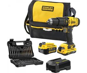 STANLEY FATMAX SFMCD711DMA-QW - Perceuse-visseuse de Impact V20, 18V, 2 vitesses, Incl. set de accessoires de 50 pièces, 1 batterie de 2,0 Ah, 1 batterie de 4,0 Ah et 1 sac d'outils