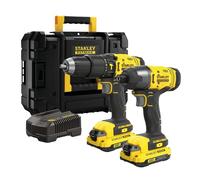 Stanley Kit perceuse à percussion et clé à chocs sans-fil SFMCK465D2T-QW 18V 2 batt. Li-Ion chargeur