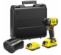 Stanley FATMAX Visseuse à Impacts Sans Fil 18V Lithium Ion Moteur Brushless 170 Nm 3500 cps/mn Avec 1 Mallette 2 Batteries 2Ah 1 Chargeur Gamme FATMAX V20 SFMCF810D2K-QW